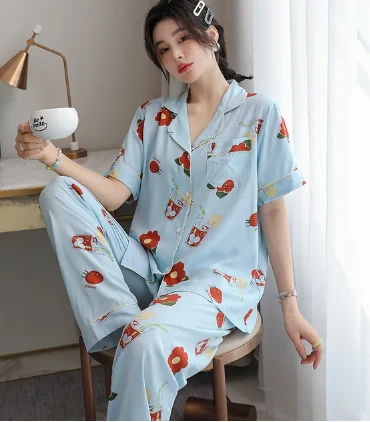 Pyjama D'été En Coton Motif Cerise(Pyjama Dete En Coton Motif Cerise) 1 Pyjama D'été En Coton Motif Cerise(Pyjama Dete En Coton Motif Cerise)