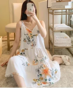 Robe De Nuit Longue Imprimé Floral(Robe De Nuit Longue Imprime Floral)