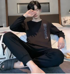 Pyjama Homme Coton Manches Longues(Pyjama Homme Coton Manches Longues)