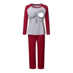 Pyjama Allaitement En Coton Manches Longues(Pyjama Allaitement En Coton) -Pyjama Original Ensemble pyjama pour femmes enceintes v tements de nuit de maternit v tements d allaitement en.jpg 640x640 3 82be43de 22d1 47ef 914c e5929735fe11