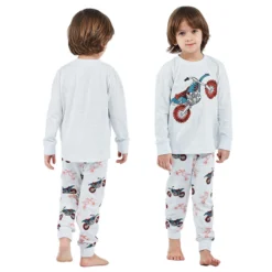 Pyjama Deux Pièces Garçon Avec Motif Moto De Course(Pyjama Deux Pieces Garcon)