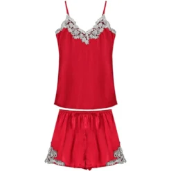 Pyjama 2 Pièces Femme Satin Avec Fleurs En Dentelles(Pyjama 2 Pieces Femme Satin) -Pyjama Original HTB1CkgiSpXXXXbWXpXXq6xXFXXXW