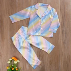 Pyjama Satin Rayé Arc-En-Ciel(Pyjama Satin Raye Arc En Ciel) -Pyjama Original Ha99c44715c5343d8be9133b99d965268A