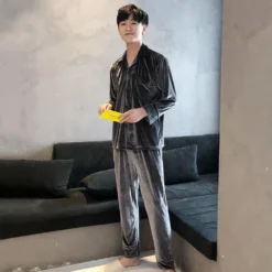 Pyjama Couple En Velours à Manches Longues(Pyjama De Couple En Velours) -Pyjama Original Hf0c224adc12d40fbacc28060b1131fcf0