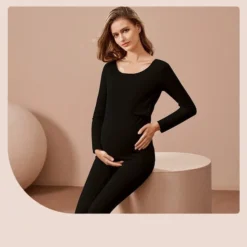 Ensemble Pyjama Grossesse En Coton Manches Longues(Ensemble Pyjama Grossesse En Coton)