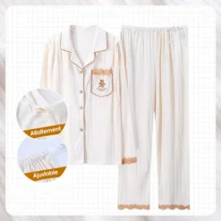 Pyjama Maternité Allaitement Imprimé à Rayures(Pyjama Maternite Allaitement) -Pyjama Original Pyjamad allaitementpourFemmeRayureVerticale Beige 94c34da4 04a9 45fa 83f3 6e75667531fe