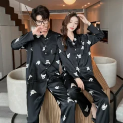 Pyjama Satin Couple à Motifs(Pyjama Satin Couple)