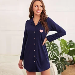 Chemise De Nuit Sexy Manches Longues(Chemise De Nuit Sexy Manches Longues) -Pyjama Original S12263eb1147742eba08817160cd1bd1ca