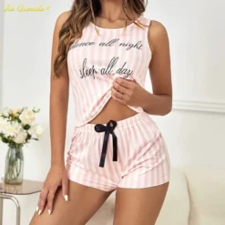 Ensemble Pyjama Sexy Rayé En Soie(Ensemble Pyjama Sexy Raye) -Pyjama Original S30fdc017220e42709daf92a3555823535