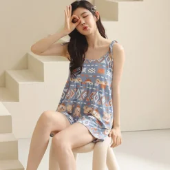 Pyjama Été Soie Glacée Imprimé Ourson Peluche(Pyjama Ete Soie Glace) -Pyjama Original S4d10698dd9c14686a1d3f424e5fb32f5V