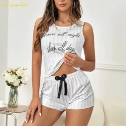 Ensemble Pyjama Sexy Rayé En Soie(Ensemble Pyjama Sexy Raye)