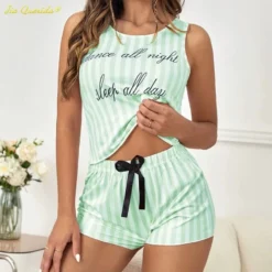 Ensemble Pyjama Sexy Rayé En Soie(Ensemble Pyjama Sexy Raye) -Pyjama Original S96a06bfe09b34bcca5e219a83511b268j