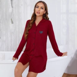 Chemise De Nuit Sexy Manches Longues(Chemise De Nuit Sexy Manches Longues) -Pyjama Original S9878b9b834ec4d67bb3b2a7aeae3a0e0C