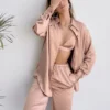 Pyjama Satin Femme Luxe Ensemble 3 Pièces(Pyjama Satin Femme Luxe)