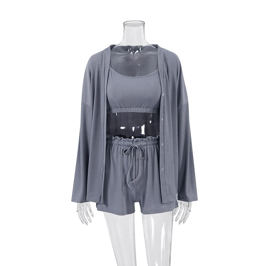 Pyjama Côtelé Soie Glacée 3 Pièces(Pyjama Cotele Soie Glacee 3 Pieces) 2 Pyjama Côtelé Soie Glacée 3 Pièces(Pyjama Cotele Soie Glacee 3 Pieces) – Image 2