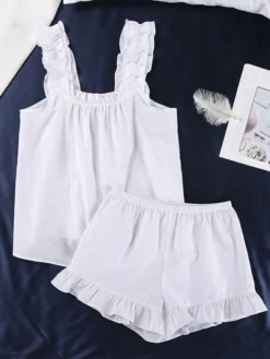 Pyjama Blanc Femme Sexy Froncé(Pyjama Blanc Femme Sexy) -Pyjama Original Sd1334ff0caf34060b98beb7f212e6890I