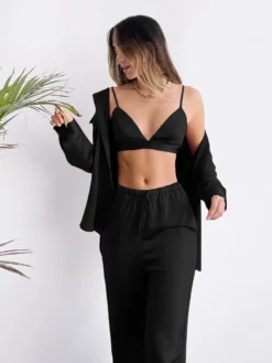 Pyjama Satin Femme Luxe Ensemble 3 Pièces(Pyjama Satin Femme Luxe) -Pyjama Original Sd4ec23578fa04660b651d036852d7243i