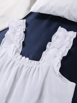 Pyjama Blanc Femme Sexy Froncé(Pyjama Blanc Femme Sexy) -Pyjama Original Sd887f326dc874e029890c5ee41f559bf5