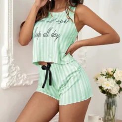 Ensemble Pyjama Sexy Rayé En Soie(Ensemble Pyjama Sexy Raye) -Pyjama Original Sfa4a8576f7f04af5b456e6c2f6e23ddcY