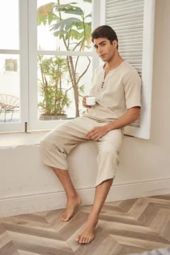 Pyjama Homme Décontracté 2 Pièces En Lin Pour L'Été(Pyjama Homme Decontracte) 15 Pyjama Homme Décontracté 2 Pièces En Lin Pour L'Été(Pyjama Homme Decontracte) -Pyjama Original U5b532d000cfb4c8bbac818438e96bc385