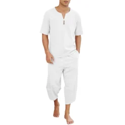 Pyjama Homme Décontracté 2 Pièces En Lin Pour L'Été(Pyjama Homme Decontracte) 18 Pyjama Homme Décontracté 2 Pièces En Lin Pour L'Été(Pyjama Homme Decontracte) -Pyjama Original Uc2b2eba11040418197ef65def23e65e6I