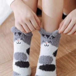 Chaussette Pilou Pilou TÊTE CHAT GRIS(Chaussette Pilou Pilou Chat Gris) -Pyjama Original chaussette chat femme pilou pilou 1