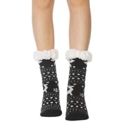 Chaussette Pilou Pilou RENNE NOIR(Chaussette Pilou Pilou Renne Noir) -Pyjama Original chaussette pilou femme hiver noir 400x400 1