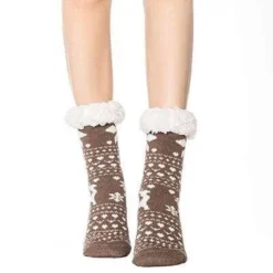 Chaussette Pilou Pilou RENNE MARRON(Chaussette Pilou Pilou Renne Marron) -Pyjama Original chaussette pilou femme marron hiver 400x400 1