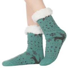 Chaussette Pilou PilouRENNE VERT(Chaussette Pilou Pilou Renne Vert) -Pyjama Original chaussette pilou femme verte noel 1000x1000 1