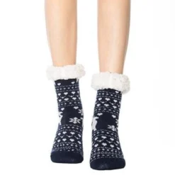 Chaussette Pilou Pilou RENNE BLEU(Chaussette Pilou Pilou Renne Bleu) -Pyjama Original chaussette pilou pilou hiver bleu marine 400x400 1