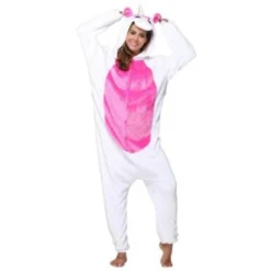 Pyjama Licorne FemmeBLANC & ROSE FUCHSIA(Pyjama Licorne Femme Blanc Rose Fuchsia) -Pyjama Original combinaison licorne blanche et rose mollie2 600x600 1
