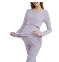 Ensemble Pyjama Grossesse En Coton Manches Longues(Ensemble Pyjama Grossesse En Coton) -Pyjama Original violet